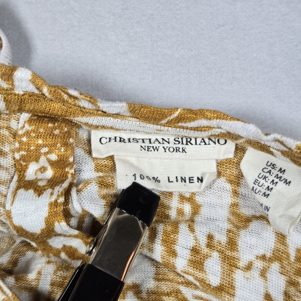 Christian Siriano NY 100% Linen Tropical Leaf Blouse Size Medium - Picture 5 of 10